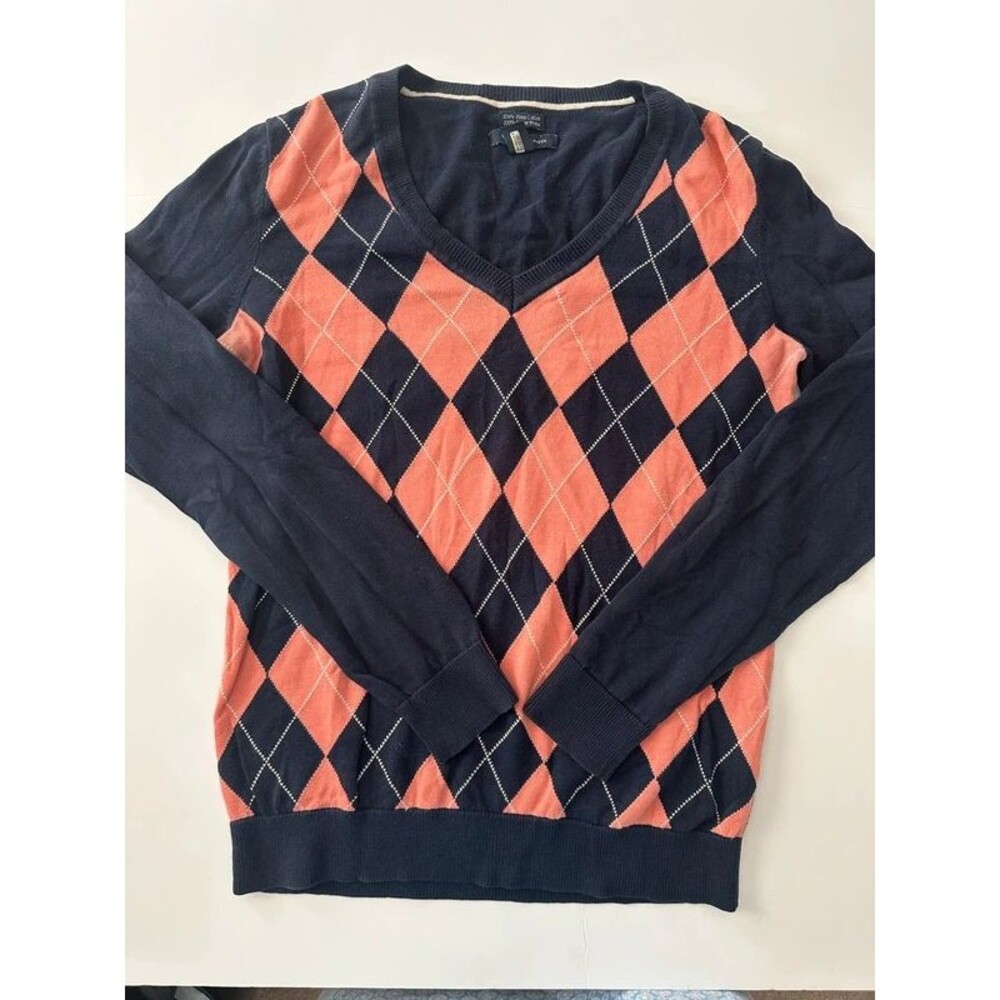 Tommy Hilfiger Y2K Classic Argyle Knit Pullover V-Neck Sweater